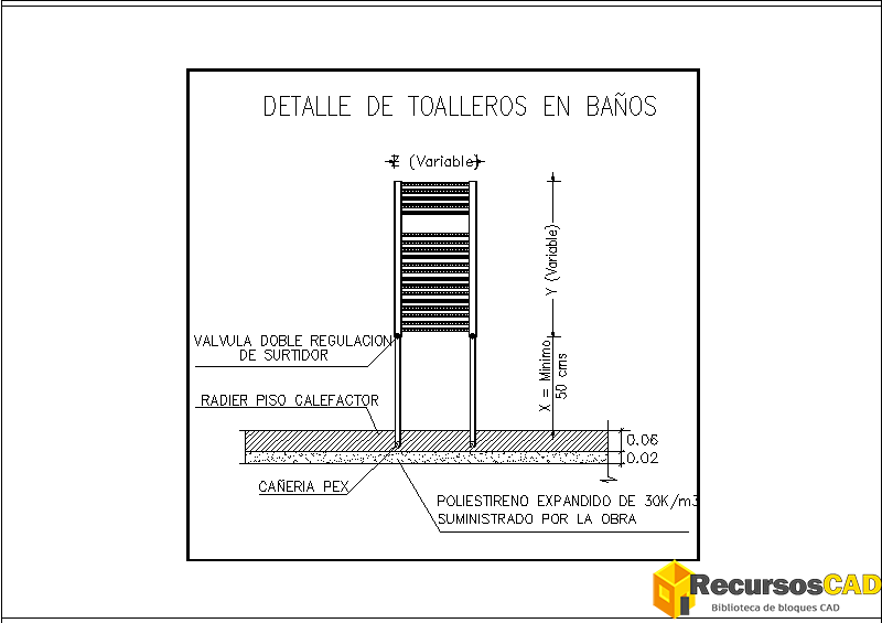 Bloques AutoCAD: Detalle de Toallero en Baños