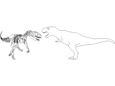 Bloques CAD DWG: Esqueletos y Siluetas de Dinosaurios T-Rex