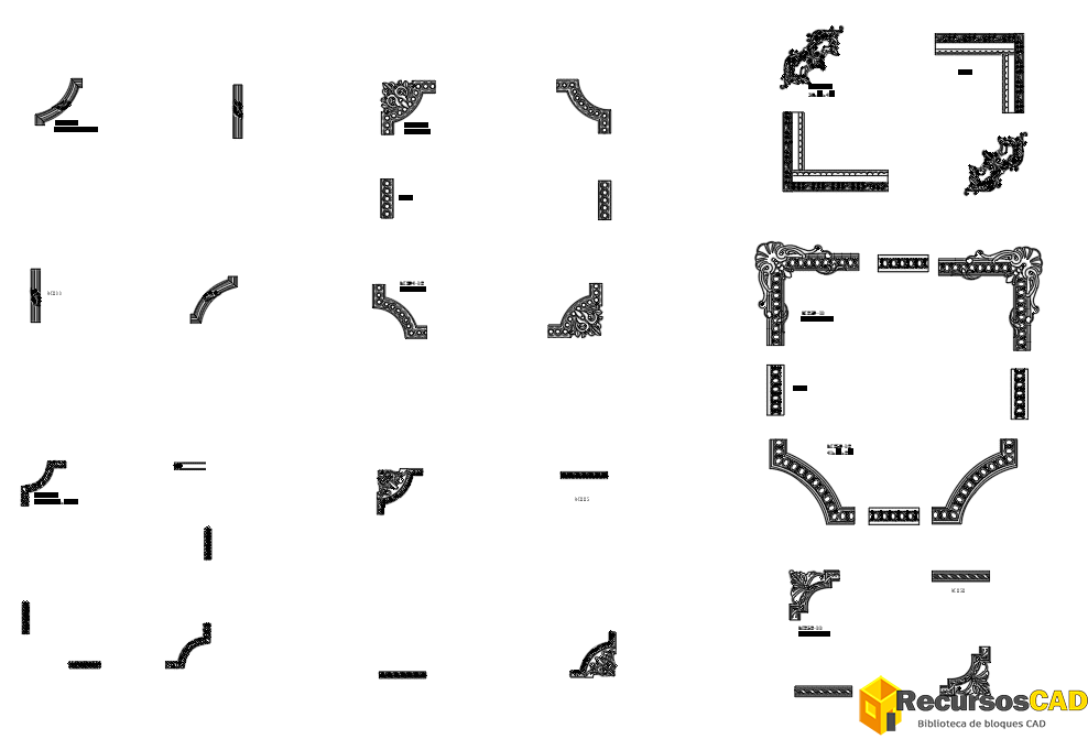 Bloques CAD DWG Gratis de Elementos de Decoración Neoclásica