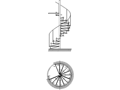 Bloques CAD: Escaleras Caracol en planta y alzado