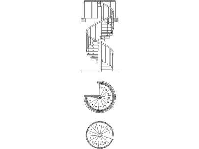 Escaleras Caracol en planta y alzado