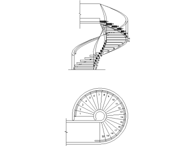 Escaleras Caracol en planta y alzado