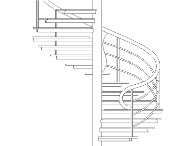 Escaleras Caracol en planta y alzado