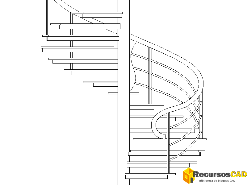 Escaleras Caracol en planta y alzado