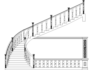 Bloques DWG de escaleras curvas en alzado tipo para AutoCAD
