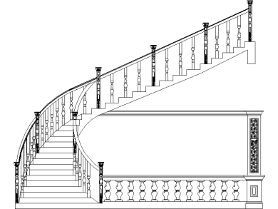 Escaleras curvas en alzado tipo 1