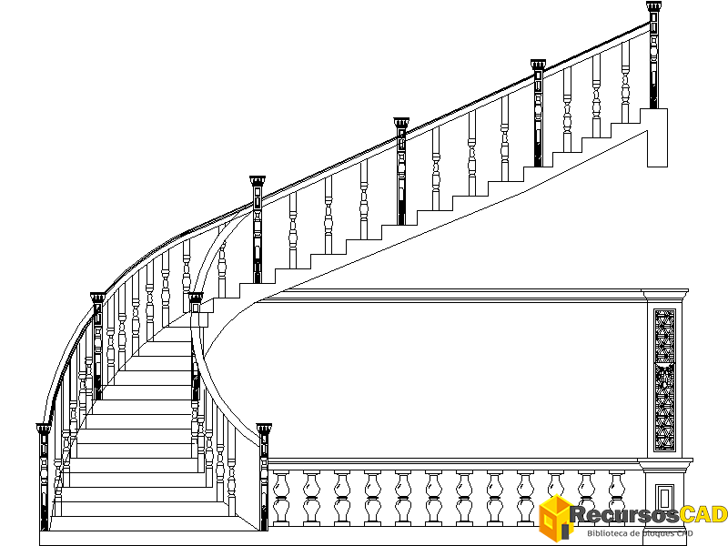 Escaleras curvas en alzado tipo 1