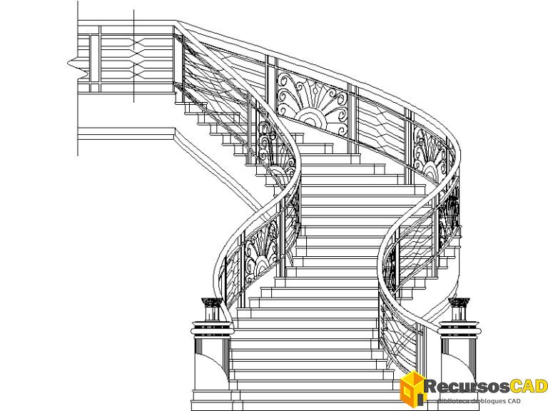 Bloques CAD: Escaleras curvas en alzado tipo 2 - RecursosCAD