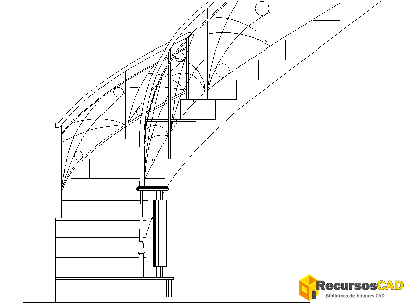 Escaleras curvas en alzado