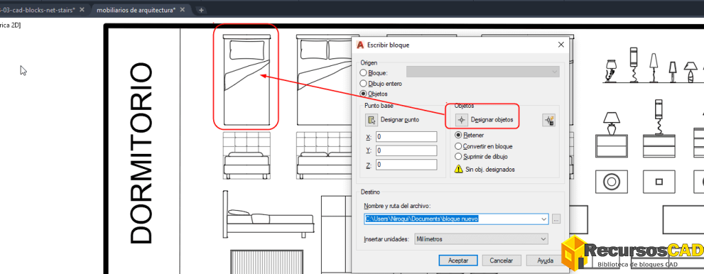 Extraer o exportar bloques de un archivo de AutoCAD