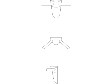 Bloques AutoCAD de Percheros para toallas, accesorios de baño vistas frontal, lateral y superior.