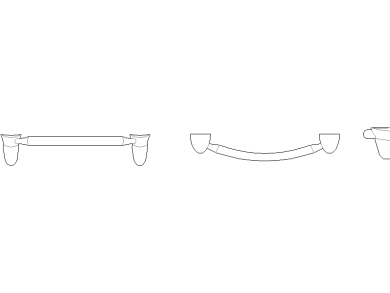 Bloques AutoCAD de toallero barra tipo 4, accesorios de baño vistas frontal, lateral y superior