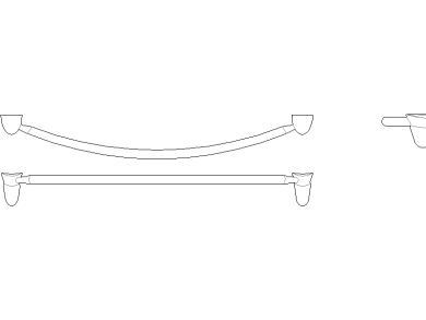 Bloques AutoCAD de toallero barra tipo 6, accesorios de baño vistas frontal, lateral y superior