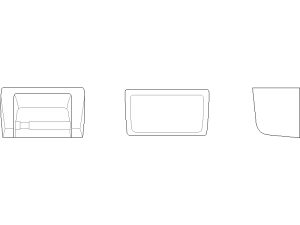 Bloques AutoCAD de Portarrollos de papel higiénico accesorios de baño vistas frontal, lateral y superior