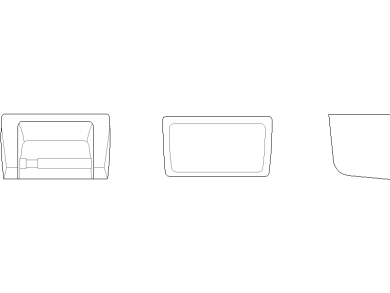 Bloques AutoCAD de Portarrollos de papel higiénico accesorios de baño vistas frontal, lateral y superior