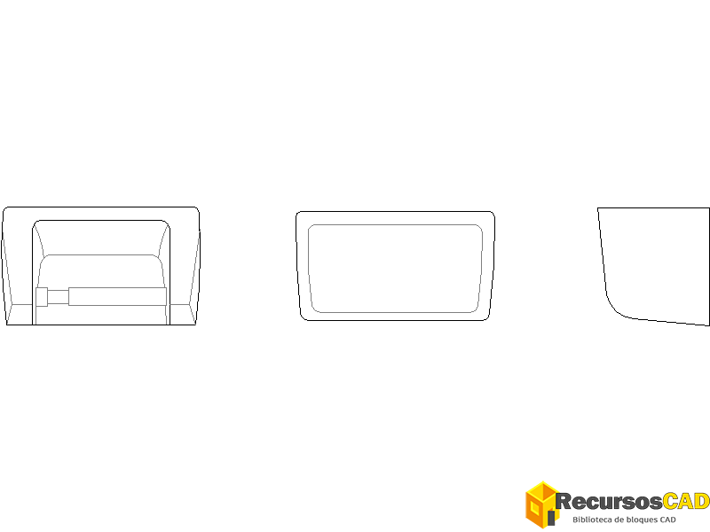 Bloques AutoCAD de Portarrollos de papel higiénico accesorios de baño vistas frontal, lateral y superior