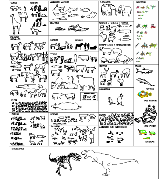 Colección bloques CAD de animales en DWG