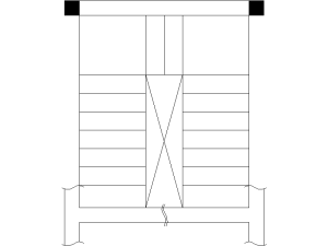 Bloques DWG de escaleras tres tramos en u vista en planta