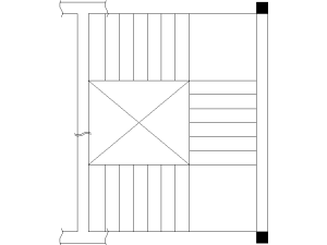 Bloques DWG de escaleras en u con descansillo vista