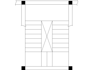 Bloques DWG de escaleras tres tramos vista para AutoCAD