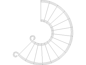 Bloques DWG de escaleras circular o curva vista en planta