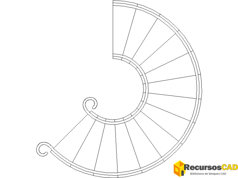 Descargar bloques AutoCAD de escaleras circular o curva vista en planta ...