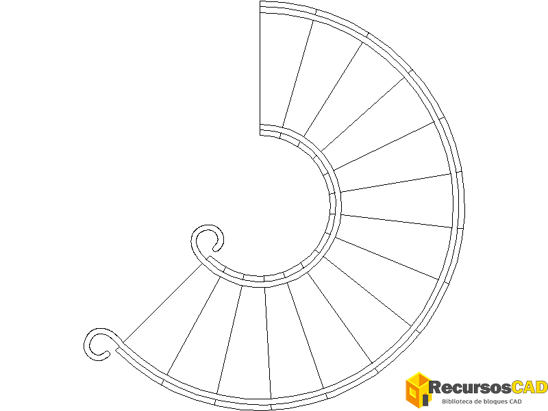 Bloques DWG de escaleras circular o curva vista en planta