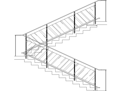 Escaleras de dos tamos vista en sección