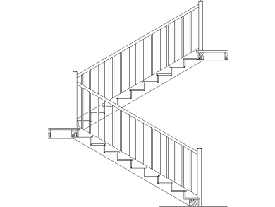 Escaleras de dos tamos vista en sección