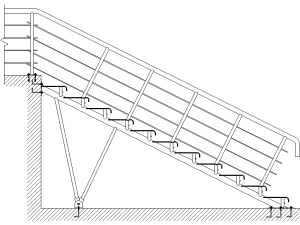 Escaleras de un tramo vista en sección