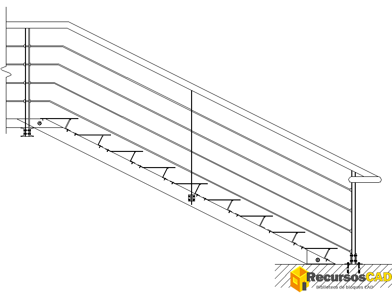 Escaleras de un solo tramo vista en sección tipo 3