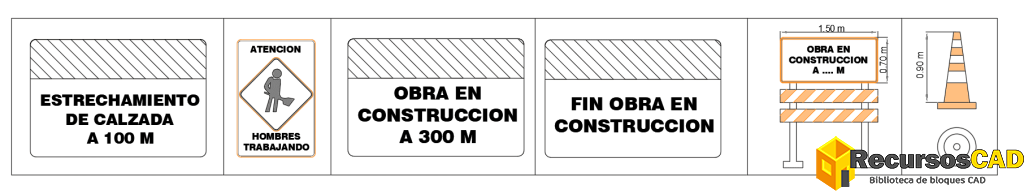 Bloques DWG de Conjunto de Señales de Tráfico