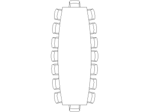 Mesa de reuniones con sillas en planta para AutoCAD