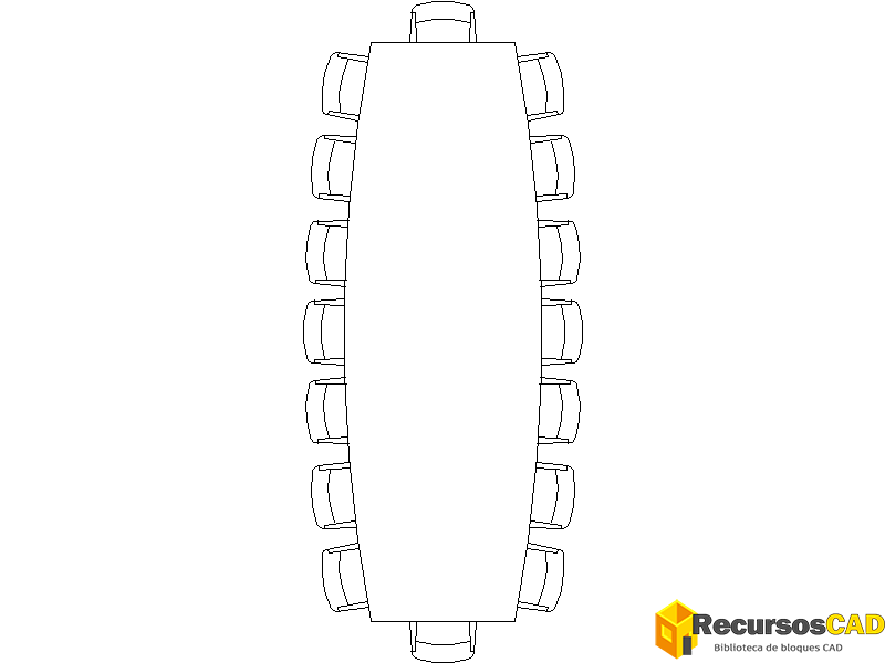 Mesas de reuniones o junta con 16 con Sillas vista en planta