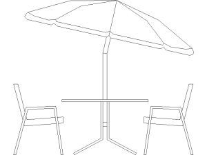 Mesa Exterior con Sombrilla AutoCAD DWG Gratis – Terraza 2D
