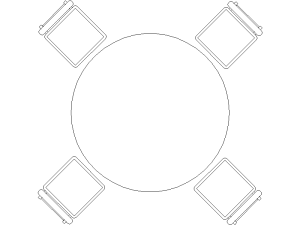 Bloques DWG de mesas redonda con sillas para AutoCAD