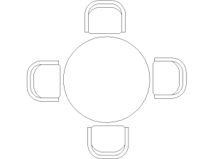 Bloque DWG de mesas redonda con sillas para AutoCAD