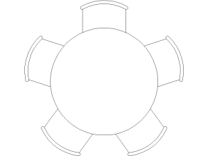 Bloque DWG de mesa redonda con sillas para AutoCAD