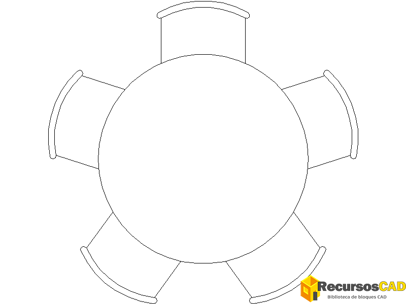 Mesa redonda con 5 Sillas