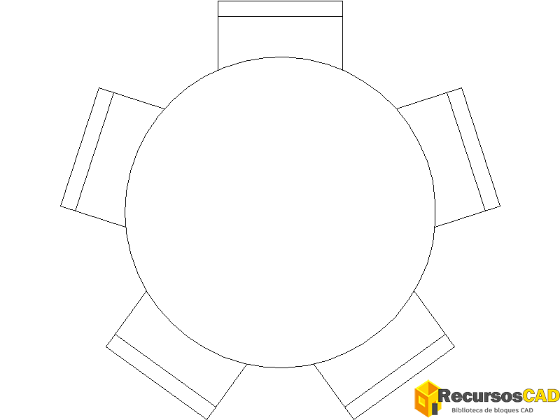 Mesa redonda con 5 Sillas