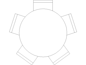 Bloque DWG de mesa redonda con sillas para AutoCAD