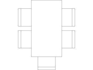 Bloque DWG de mesa de rectangular con sillas