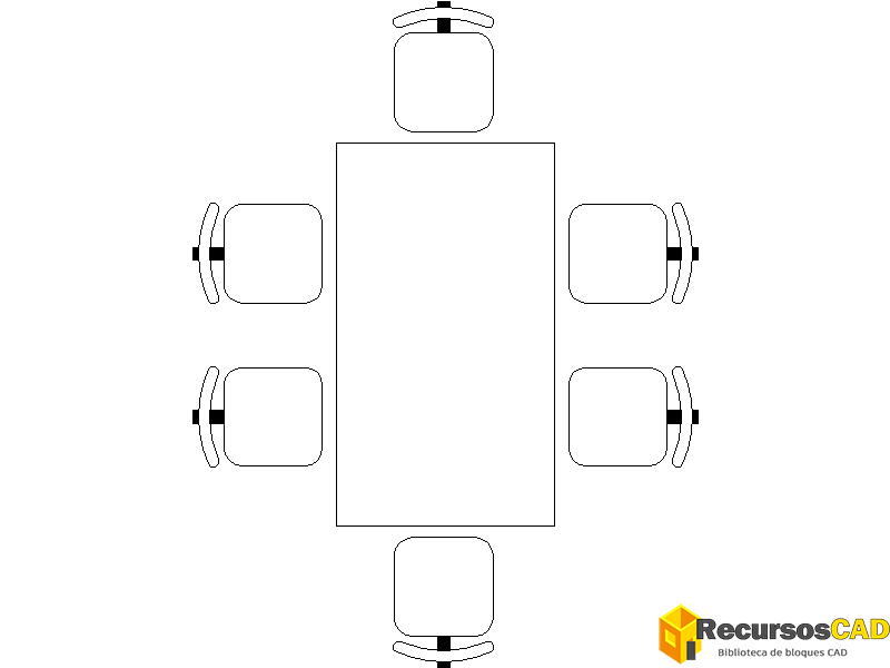 Mesa rectangular con 6 Sillas