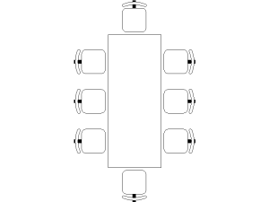 Mesa rectangular con 8 sillas