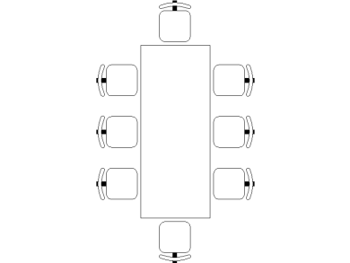 Mesa rectangular con 8 sillas