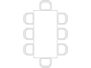 Bloque DWG de mesa cuadrada con sillas para AutoCAD