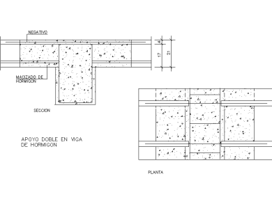 Bloques DWG Detalles Constructivos de Apoyo Doble en Viga de Hormigón