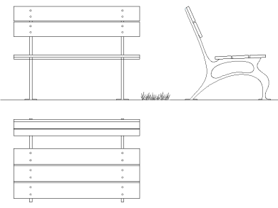 Bloques DWG de Bancos Urbanos: Vistas en Planta y Alzados