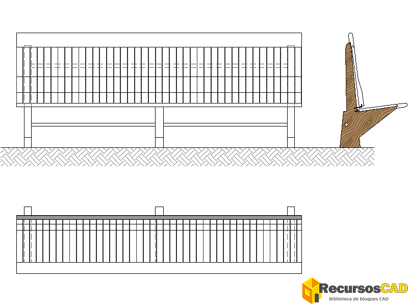 Bloques DWG de Bancos Urbanos: Vistas en Planta y Alzados