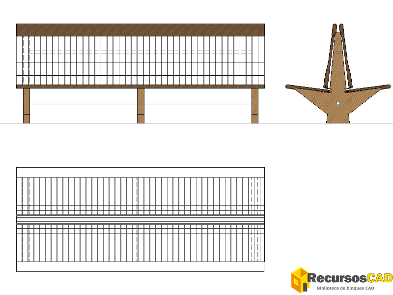 Bloques DWG de Bancos Urbanos: Vistas en Planta y Alzados